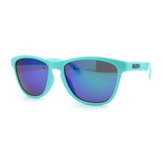 Throwback to retro vintage style sport sunglasses. These timeless classic iconic keyhole horn rim silhouettes will bring back a hipster vibe to your sport look! Made with pop color frames and color mirror lenses. Made with a plastic based frame, reinforced metal hinges, and 100% UV protected lenses. (b282) Size: 5 5/8" (144mm) x 1 7/8" (48mm).  Color: Blue.  Gender: male.  Age Group: adult. Teal Mirror, Sport Look, Color Mirror, Round Sunglasses Vintage, Green Sunglasses, Pop Color, Plastic Sunglasses, Retro Sport, Sport Sunglasses