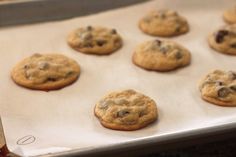 chocolate chip cookies on a baking sheet ready to be baked