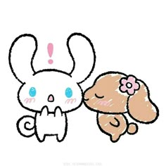 a drawing of a bunny and a cat