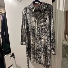 Shirt Dress, Animal Print Size 8. Never Worn With Tags Dress Animal Print, Eliza J Dresses, Eliza J, White Black, Animal Print, White And Black, Shirt Dress, Long Sleeve Dress, Black White