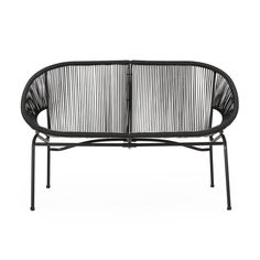 Remma Loveseat, Outdoor Rattan, Basket Woven, Black Iron Frame, 52 Inch By Casagear Home Patio Hammock, Wicker Loveseat, Patio Loveseat, Outdoor Hammock, Outdoor Loveseat, Patio Bench, Modern Patio, Noble House, Christopher Knight Home