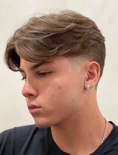 Taper Fade Haircut Long On Top, Curtain Fade Haircut Men, Taper Fade Long Hair Straight, Short Curtains Hair Men, Middle Part With Low Taper, Taper Fade Curtains Men, Low Taper Fade Middle Part, Curtain Haircut Mens, Boys Haircut Trendy Fade