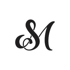 the letter s and m is made up of black letters