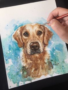 a painting of a golden retriever dog