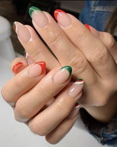 Flag Nails, Short Acrylic Nails Designs, Xmas Nails, Nail Pro, Short Acrylic Nails, Cute Acrylic Nails, Acrylic Nail Designs, Winter Nails, Manicure And Pedicure