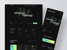 the website design for infussion therapy is displayed on a tabletop and phone