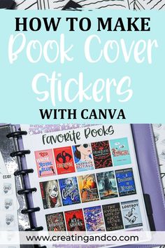 This is a pin showcasing how to make book cover stickers for your planner or journal! Make Book Cover, Book Cover Stickers, Create Book Cover, How To Make Book, Reading Journal Printable, Journal Designs, Book Review Journal, Collection Aesthetic