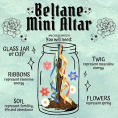 Altar In A Jar, Beltane Altar, Fire Festival