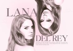 a woman with long blonde hair is shown in this ad for lana del ray cosmetics