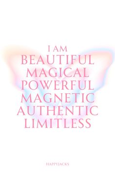 the words i am beautiful are written in pink and blue on a white background with an angel