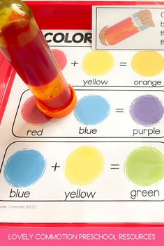 an orange and yellow color matching activity for kids to practice colors in the preschool classroom