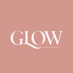 the logo for glow hair and beauty, which is pink with white lettering on it