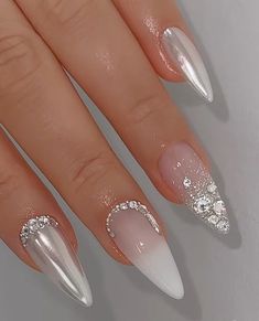 Valentine Nails, Pearl Nails, New Year's Nails, Silver Nails, Classy Nails, Chic Nails