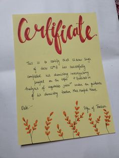 a piece of paper with writing on it that says,'certificate this is how carefully the