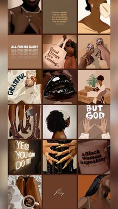 a collage of different images with the words black women in white and brown on them