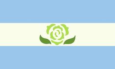 the flag of argentina with a green rose on it's center and blue sky in the background