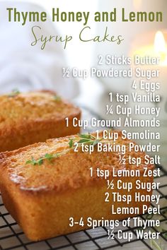 two slices of cake sitting on top of a cooling rack