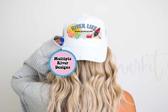 PLEASE READ DESCRIPTION: These adorable FAUX PATCH trucker hats are so fun and perfect for all those summer adventures. These fabulous hats have printed DTF decals made to resemble layered patches. We offer these printed designs as a less $$ option so that everyone can enjoy this popular trucker hat trend! **Our beaded chains/charms are sold separately - https://thememphismarketco.etsy.com/listing/1549277891 **Front design is PRINTED to look like layered patches. These are FAUX PATCH hats. NOTE: Trendy Spring Trucker Hat For Travel, Playful Summer Travel Hat, Trendy Summer Hat As Gift, Fun Travel Hat, One Size Fits Most, Snapback Baseball Cap As Summer Gift, Casual Summer Baseball Cap Gift, Trendy Hats, River Rat, River Float