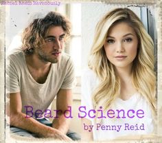 a man sitting next to a woman on top of a white background with the words beard science by penny reed