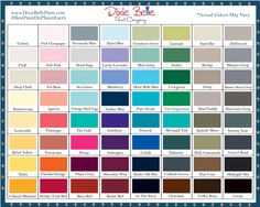 the color chart for different shades of paint