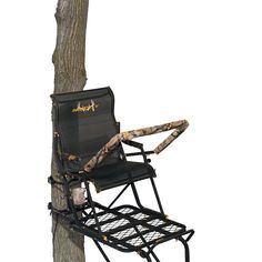 a hunting chair attached to a tree stand