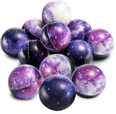 purple and white marble balls with stars in the middle on a white background for sale