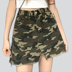 Introducing the 2023 Summer Collection's mini split camouflage denim skirt – a street-style masterpiece that’s sure to turn heads! Its mid-waist design, zipper and button closure, and painted print come together to create a timeless, ultra-modern look.Why You'll Fall In LoveFrom everyday errands to special occasions, this mini split denim skirt is the perfect fashion companion. With its unique camouflage print and slim fit, it provides the perfect balance of comfort and style. And its mid-waist Denim Skirts Online, Womens Denim Skirts, Painted Denim, Street Trends, Camouflage Print, Ultra Modern, Khaki Color, Laid Back Style, Color Khaki