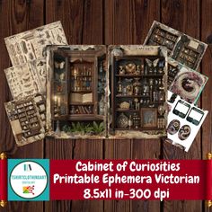 cabinet of curioities printable ephemera victorian 8x1 in 300 dpi