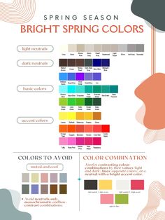 the color scheme for spring season is shown in this graphic style, which includes different shades and