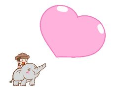 an elephant with a man on it's back pointing at a heart shaped balloon