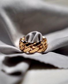 Cuban Jewelry, Gold Chunky Ring, Cuban Ring, Cuban Link Ring, Thick Gold Ring, Link Ring, Signet Rings, Memes Status, Linking Rings