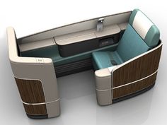 the interior of an airplane with two seats and one armrest is shown in this image