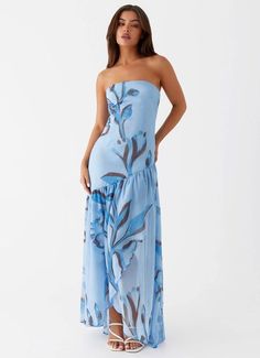 Coastal Blue Outfits, Hawaii Wedding Guest Dress, Cocktail Wedding Guest Dress, Cocktail Outfits, Skirt Wrap, Strapless Neckline, Strapless Maxi, Beige Dresses, Strapless Maxi Dress