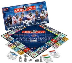 a monopoly board game featuring giants and super bowl xxii champions on the cover