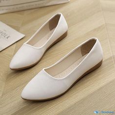 Orcajump - Professional Medical Assistant Leather Shoes with Slip Resistant Rubber Soles Flat Court Shoes With Rubber Sole, Spring Synthetic Leather Shoes With Cushioned Footbed, Casual Wide Fit Closed Toe Heels, Non-slip Closed Toe Flats, White Slip-on Heels With Rubber Sole, White Synthetic Ballet Flats With Round Toe, Casual Slip-on Court Shoes For Office, Casual Almond Toe Court Shoes With Removable Insole, Synthetic Closed Toe Slip-ons For Office