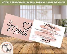 a pink card with the word merci on it