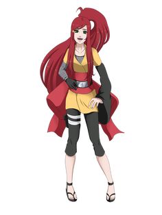 a cartoon character with red hair and black pants