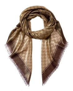 About The Brand: Eclectic And Coveted. Italian Luxury Redefined. Gg Jacquard Wool Shawl In Brown With Fringe Trim Measures 55In Long X 55In Wide 100% Wool Dry Clean Only Made In Italy Please Note: All Measurements Were Taken By Hand And Are Approximate; Slight Variations May Occur. Our Products Are 100% Genuine. In Some Cases We Purchase Merchandise From Trusted Independent Suppliers And Not Directly From The Brand Owner. In All Cases We Stand By The ity Of Every Product Sold On Our Site. Luxury Wool Shawl Scarves, Luxury Fringe Shawl For Women, Luxury Brown Pashmina Scarf, Luxury Brown Scarves For Women, Brand Owner, Wool Shawl, Dior Shoes, Italian Luxury, Fringe Trim