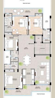 the floor plan for a two story house with three bedroom and an attached kitchen area