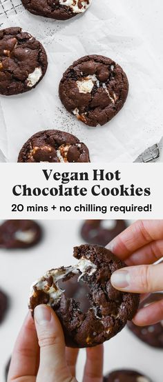 vegan hot chocolate cookies with marshmallows are the perfect treat for those cold winter nights