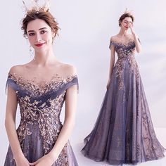 Luxury Court Train A-line Sexy Illusion Custom Size Evening Dress Evening & Formal Dresses BlissGown purple 14 Purple Evening Dress, Satin Formal Dress, Fantasy Dresses, Fantasy Gowns, فستان سهرة, Fantasy Dress, Evening Dresses Elegant, Royal Purple, Classic Dress