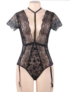 【Product Properties】 1,Material: 95% Polyester + 5% Spandex2,Fabric: Lace and Mesh3,Color: Black, Green4,Including: 1 Teddy with garter 5,Occasion: Perfect choice for Wedding Night, Honeymoon, Valentine's Day, Anniversary, Bedroom, Bathroom or every hot night Women Plus Size Lace Short Sleeve Sexy Bodysuit Women Plus Size Lace Short Sleeve Sexy Bodysuit.Plus Size Teddy is made of high-quality fabric that is soft to the touch and has a beautiful color. The plush velvet and lace fabric combination Anniversary Bedroom, Bodysuit Plus Size, Women's Chemises, Dress With Stockings, Bodysuit Dress, Teddy Lingerie, Lace Short, Babydoll Lingerie, Women Plus Size