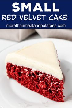 a slice of red velvet cake on a white plate