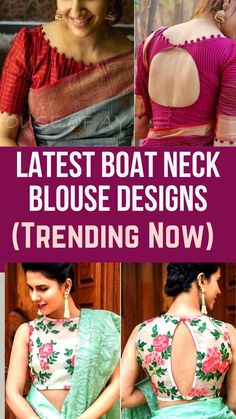 Latest Boat Neck Blouse Designs Latest Boat Neck Blouse Designs, Boat Neck Saree Blouse, Boat Neck Blouse Designs, Modern Blouse Designs, Neck Blouse Designs, Blouse Designs High Neck, Boat Neck Blouse Design, Blouse Designs Catalogue, Boat Neck Blouse