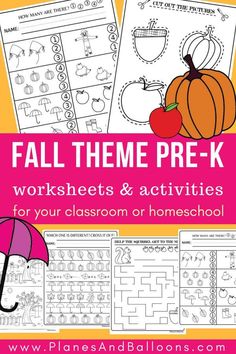 fall themed worksheets and activities for the classroom or homeschool