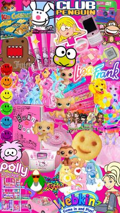 an image of many different stickers on a pink background