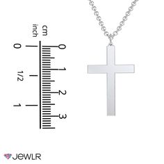 A spiritual reminder of faith, personalize this classic cross pendant with a unique engraving for a meaningful gif, perfect for a special occasion. This necklace will be handcrafted in your choice of sterling silver or solid gold and includes a pick of matching chains. Personalized Spiritual Cross Pendant Jewelry, Spiritual Sterling Silver Cross Necklace For Anniversary, Sterling Silver Cross For Anniversary, Personalized Cross Pendant Jewelry For Gifts, Personalized Cross Pendant Jewelry Gift, Sterling Silver Cross Charms For Anniversary, Sterling Silver Cross Jewelry For Anniversary, Sterling Silver Cross Pendant Necklace For Anniversary, Personalized White Cross Necklace