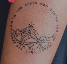 a tattoo with the words to the stars who listen on it