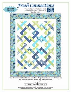 the fresh connections quilt pattern is shown in blue and green