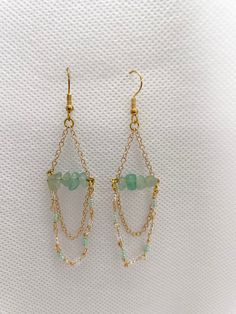 Handmade Gemstone Earrings, Wire Chandelier Earrings, Chain Chandelier, Wire Chandelier, Beachy Earrings, Fairy Charms, Beading Crafts, Diy Earring, Earring Ideas